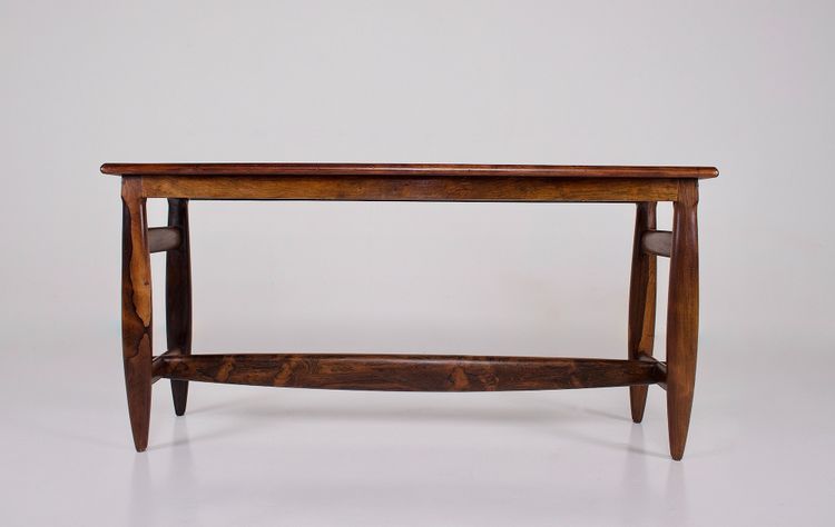 Sergio Rodriguez-style console table in exotic wood.