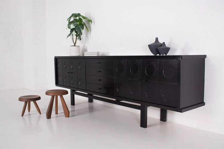 Brutalistisches Enfilade Sideboard Schwarz