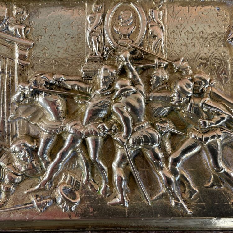 Plaque en bronze encadrée – Assassinat d’Henri IV, fin XIXe siècle