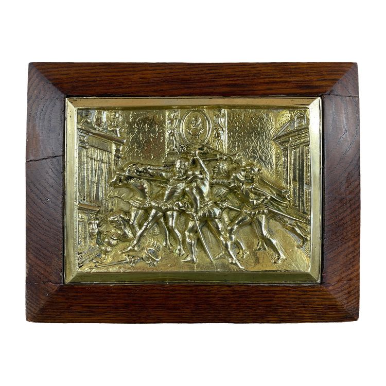 Plaque en bronze encadrée – Assassinat d’Henri IV, fin XIXe siècle