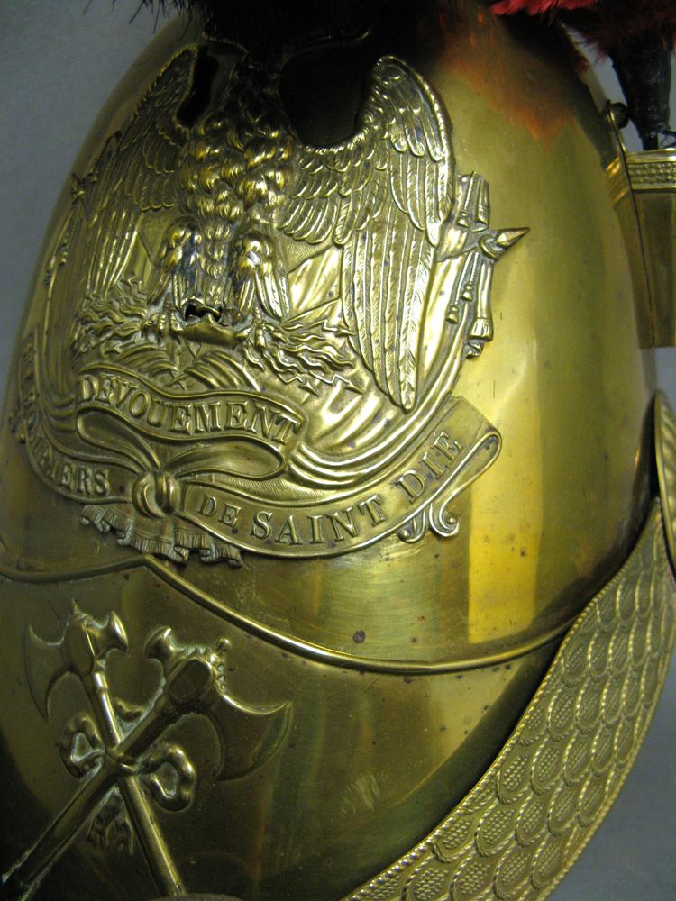 Casco da pompiere Mle 1852 De La Ville De Saint Dié Secondo Impero.