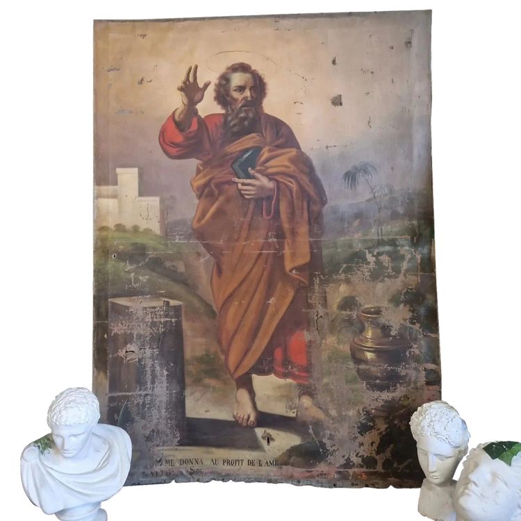Huge 18th-century oil painting Saint Matthew the Apostle