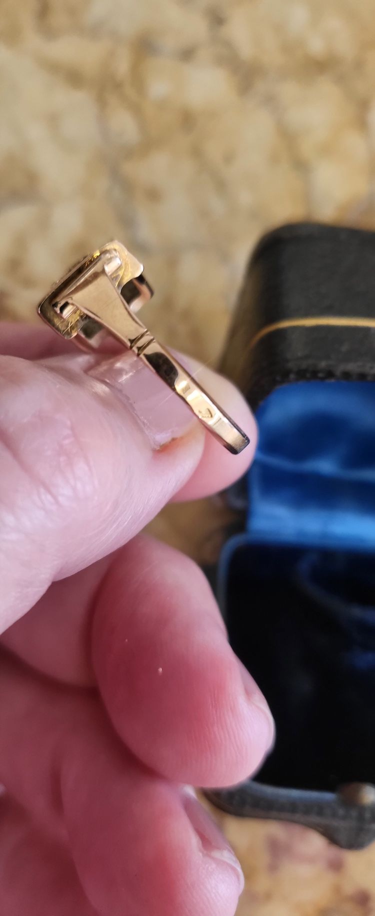 Anello Art Deco "Tank" in oro 18 ct/platino/diamante
