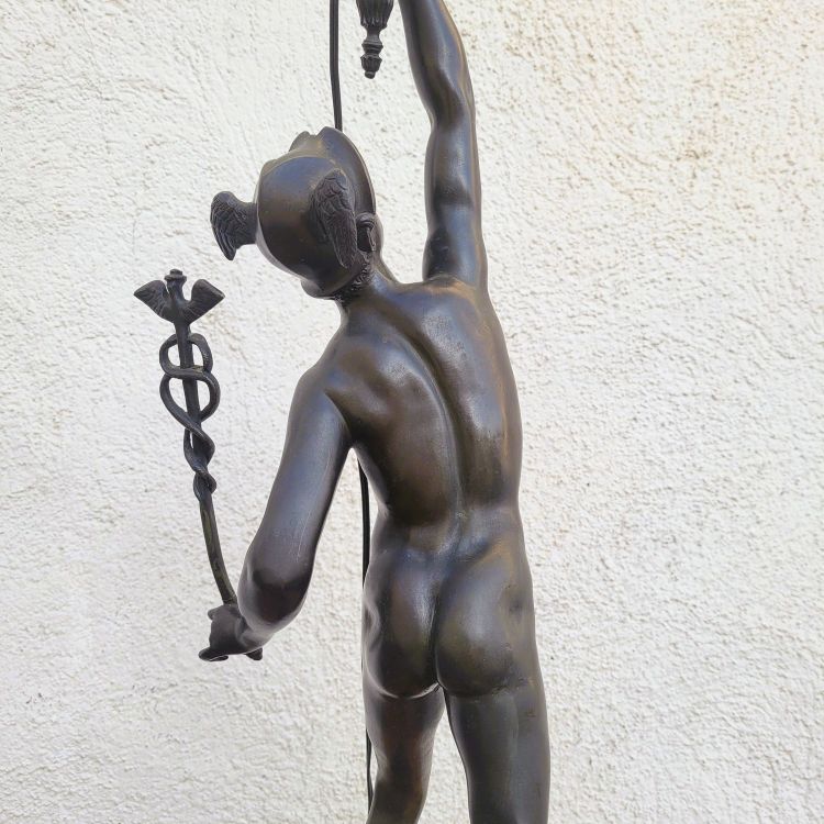  Mercurio volante, dopo Giambologna, lampada in bronzo, XIX secolo