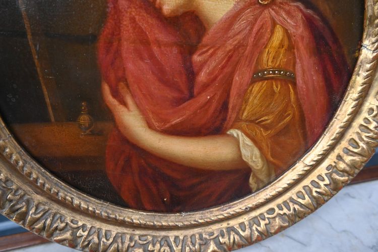Maria Magdalena , Öl auf Tondoholz im Stil XVIII