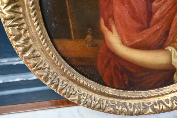 Maria Magdalena , Öl auf Tondoholz im Stil XVIII