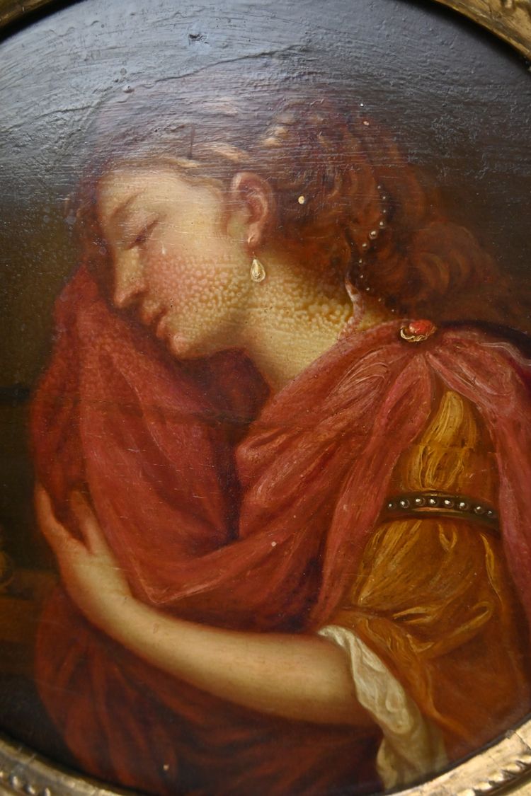 Maria Magdalena , Öl auf Tondoholz im Stil XVIII