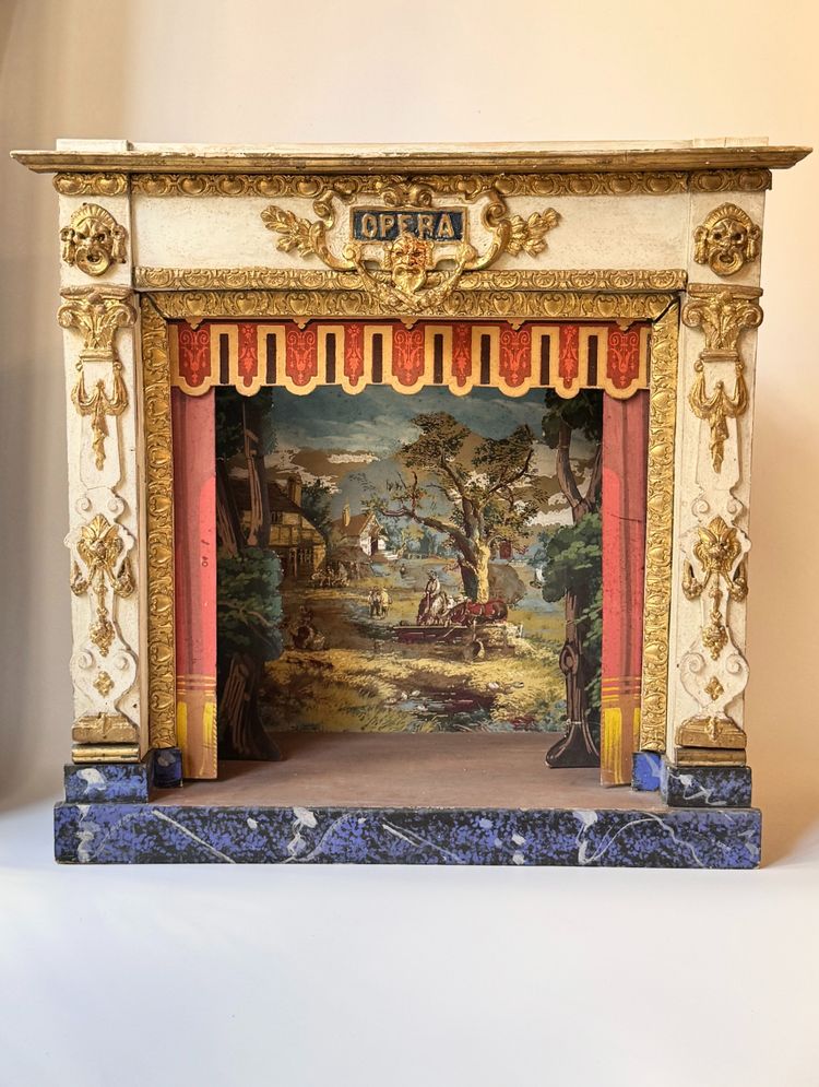Teatro d'opera in miniatura in legno intagliato - Castelet de marionnettes XIX secolo
