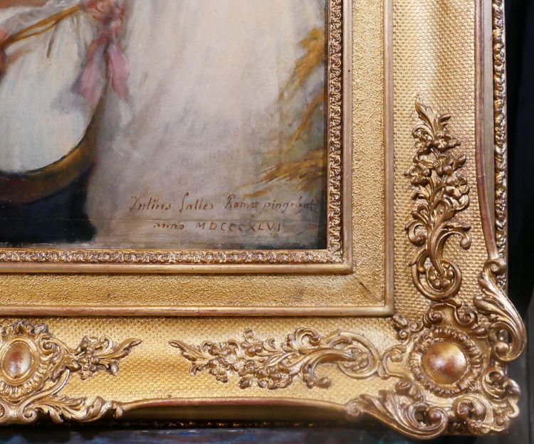 Jules SALLES 1814-1900 La belle italienne, portrait de femme, tableau, Italie, 1846 romantisme