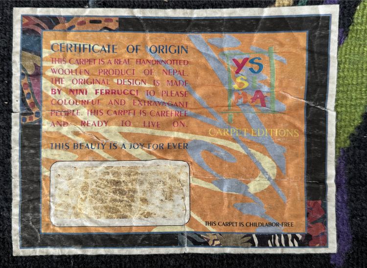 Tapis vintage conçu par Nini Ferrucci pour YSSIMA, des années 1990  