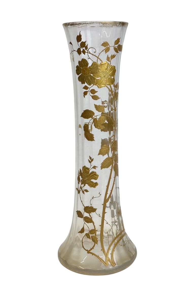 Baccarat - Vaso grande in cristallo con decorazione di rose rampicanti