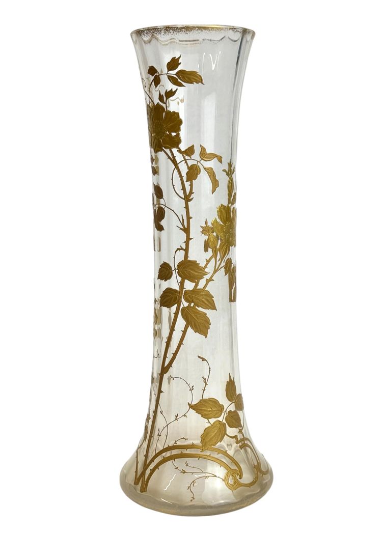 Baccarat - Vaso grande in cristallo con decorazione di rose rampicanti
