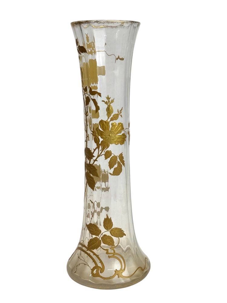 Baccarat - Vaso grande in cristallo con decorazione di rose rampicanti
