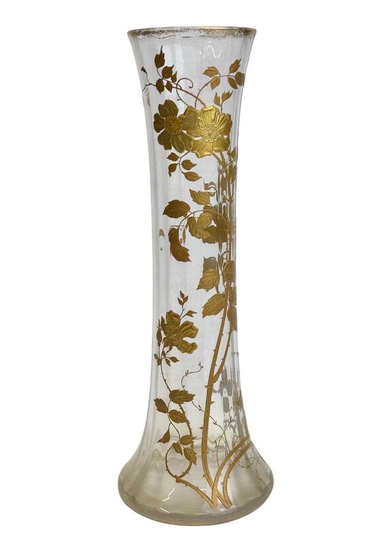 Baccarat - Vaso grande in cristallo con decorazione di rose rampicanti