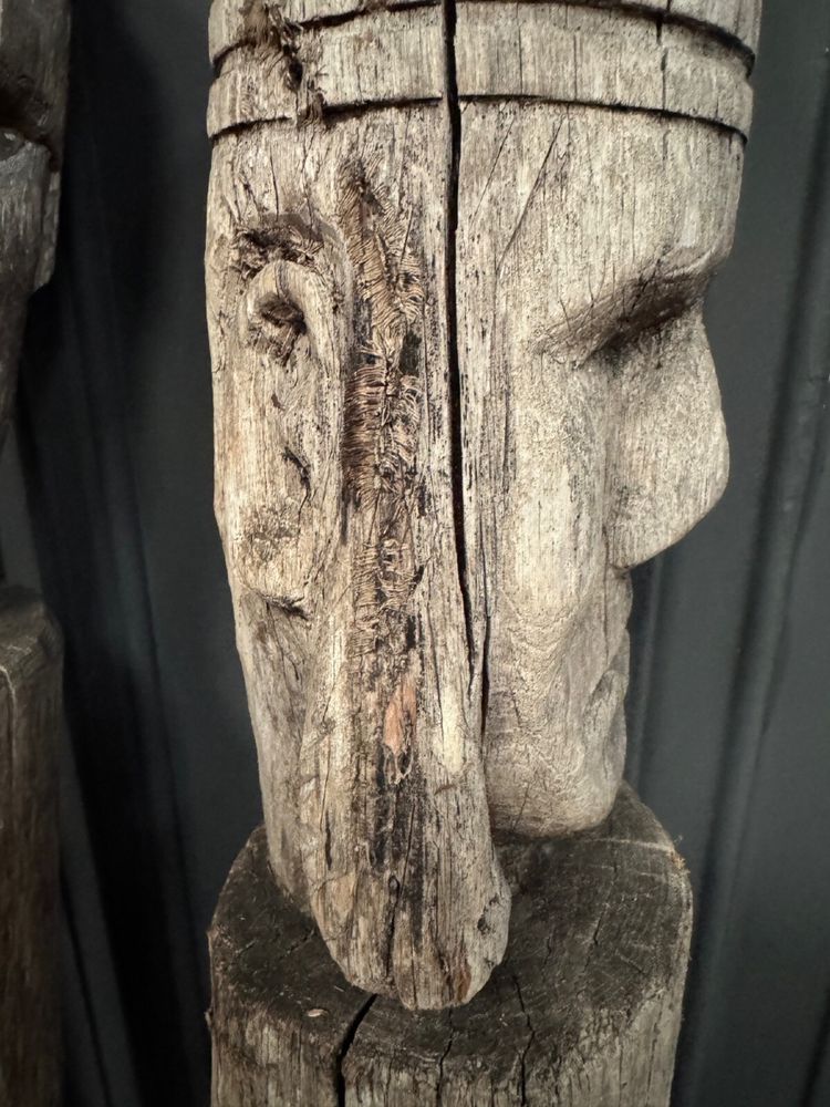 3 Totems aus Holz Volkskunst, die die Heiligen Drei Könige darstellen Mitte 20.