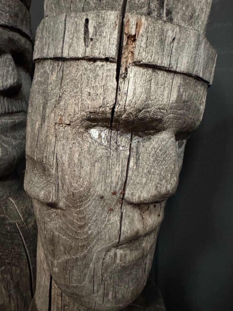 3 Totems aus Holz Volkskunst, die die Heiligen Drei Könige darstellen Mitte 20.