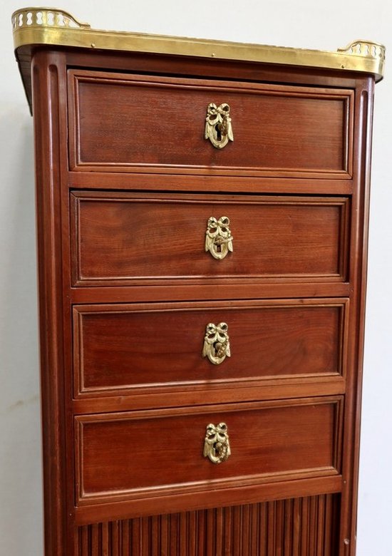  Piccolo chiffonnier in mogano, stile Luigi XVI - Fine XIX secolo