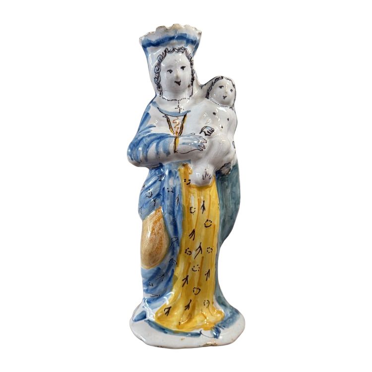 Vergine Maria del XVIII secolo in terracotta di Nevers