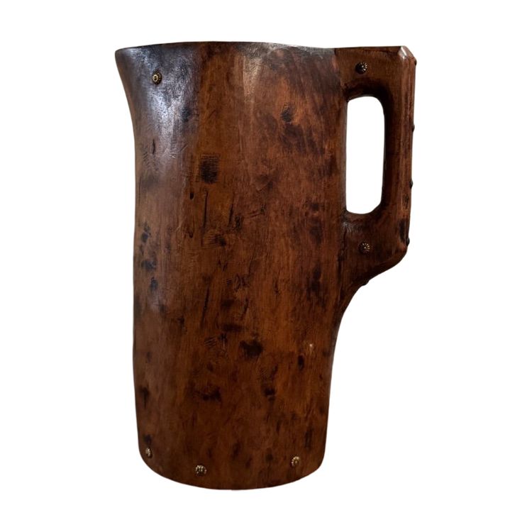 Brutalist pitcher in monoxide wood enhanced with nails, 20th century folk art