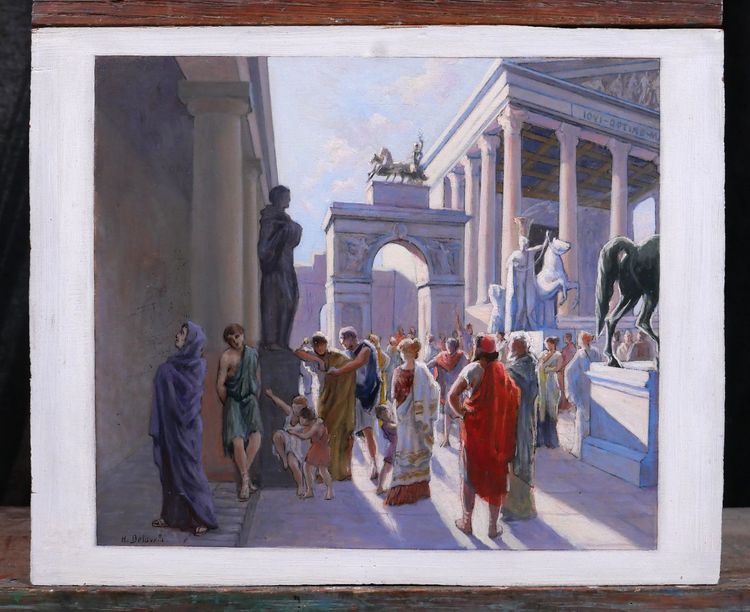 Henri-Victor Delavelle 1868-1919 Römische Antike, Straßenszene, Gemälde, Illustration Rom Italien