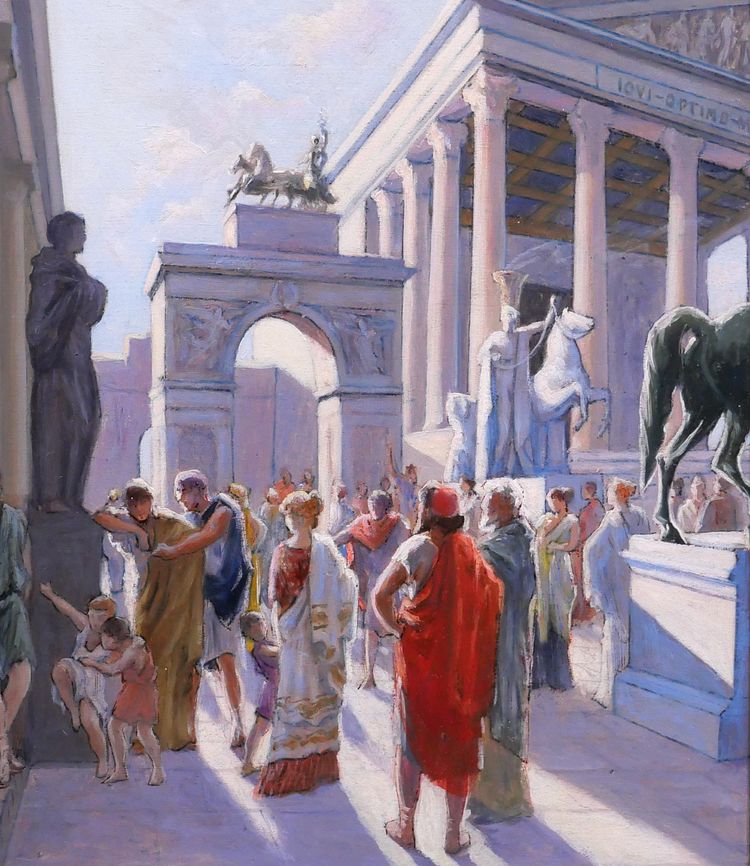 Henri-Victor Delavelle 1868-1919 Römische Antike, Straßenszene, Gemälde, Illustration Rom Italien