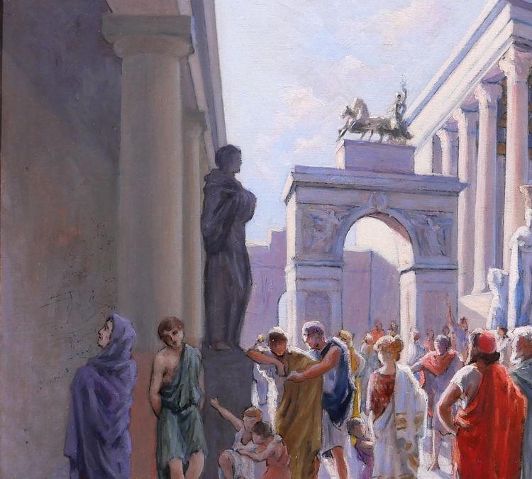 Henri-Victor Delavelle 1868-1919 Römische Antike, Straßenszene, Gemälde, Illustration Rom Italien