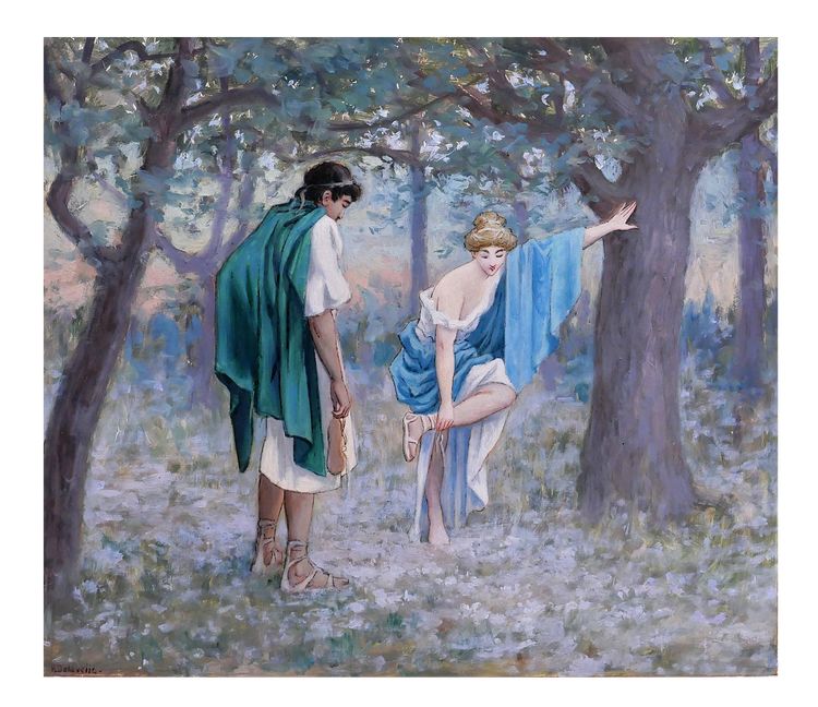 Henri-Victor Delavelle 1868-1919 Römische oder griechische Antike, Paar, Daphnis und Chloe, Gemälde