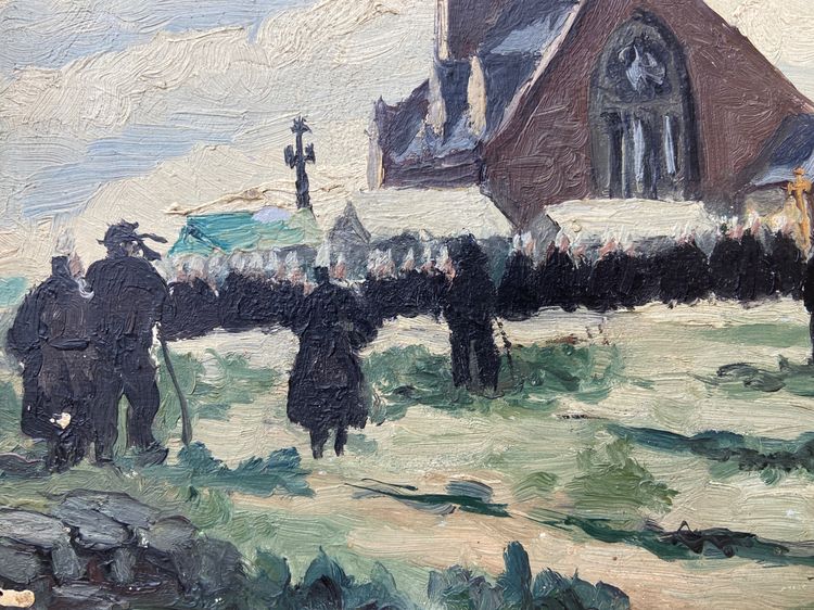 Pittura - Scuola bretone - L'indulto a Notre-Dame de la joie a Penmarch' / I raccoglitori di alghe