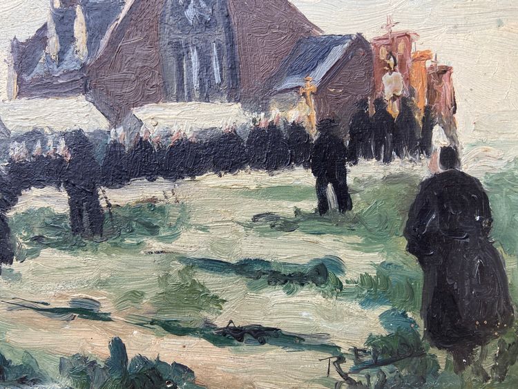Pittura - Scuola bretone - L'indulto a Notre-Dame de la joie a Penmarch' / I raccoglitori di alghe