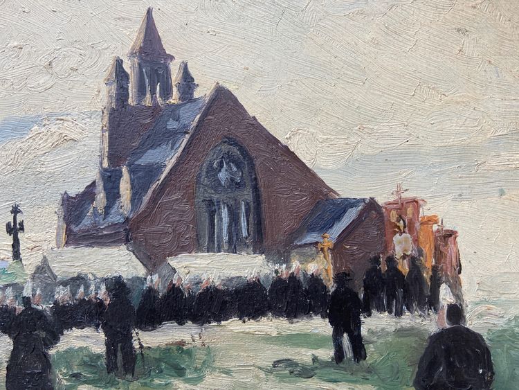 Pittura - Scuola bretone - L'indulto a Notre-Dame de la joie a Penmarch' / I raccoglitori di alghe
