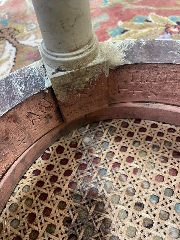 Louis XVI piano bench in Canage et Bois Rechampi