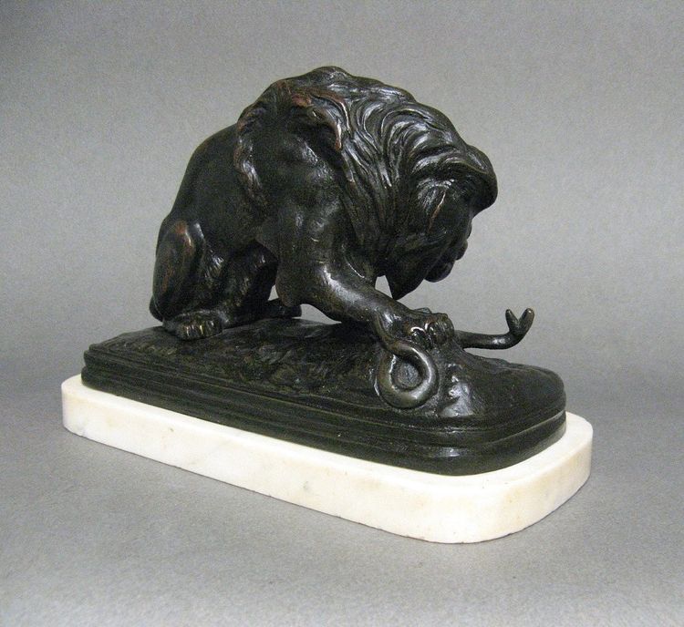 Bronze Sculpture Lion Au Serpent By Victor Chemin.