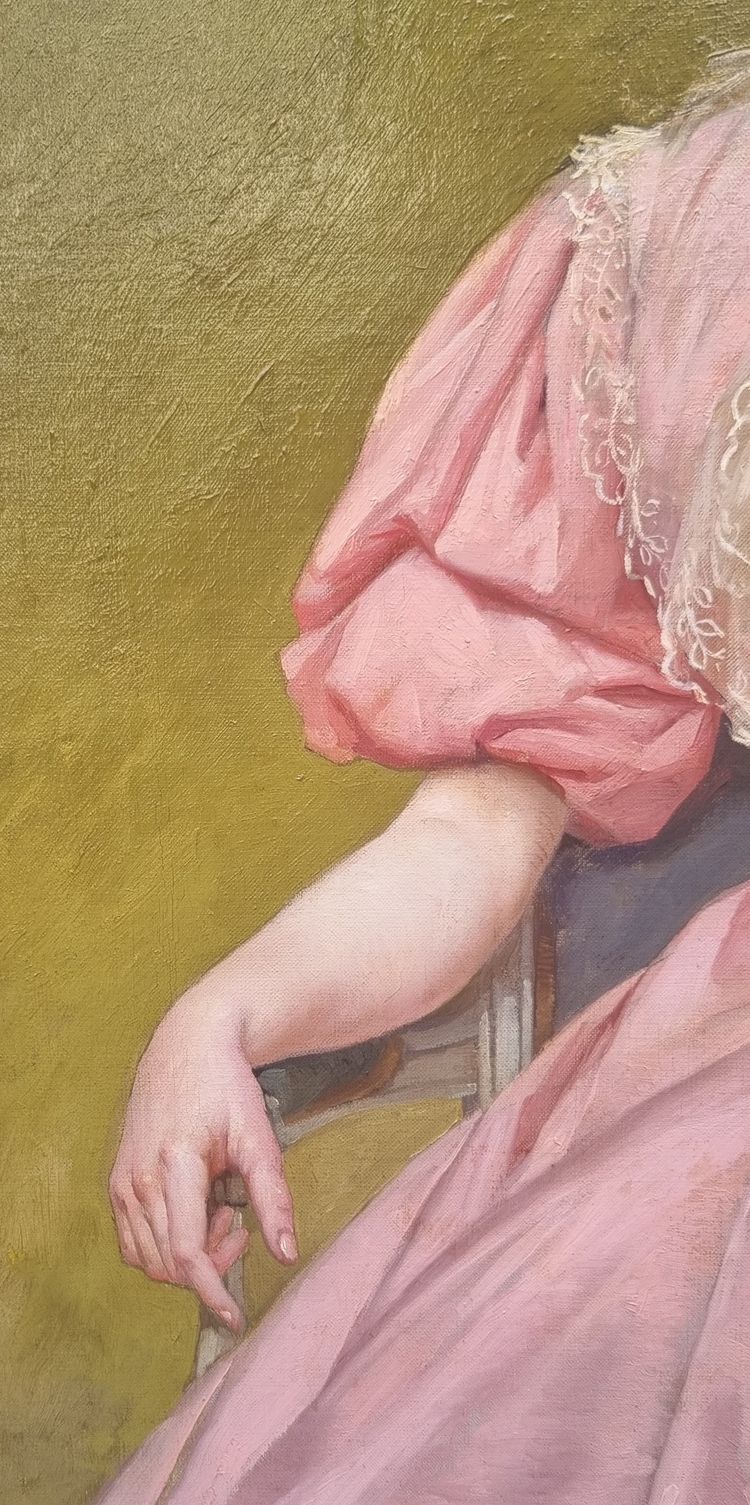 Pierre OUTIN - Ritratto di giovane donna con ventaglio