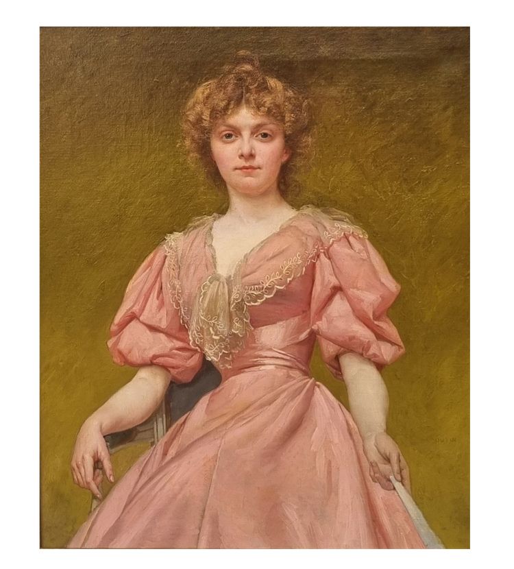 Pierre OUTIN - Ritratto di giovane donna con ventaglio