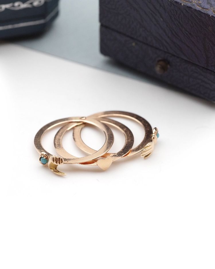 Fede Anello in oro rosa 14k con turchese, anello fede, anello promessa, anello di fidanzamento e matrimonio