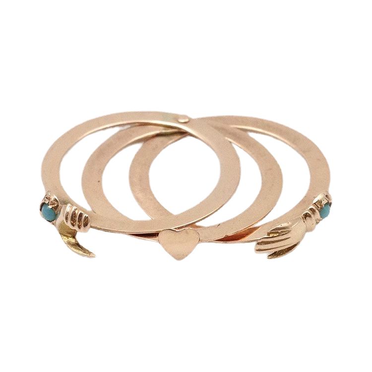 Fede Anello in oro rosa 14k con turchese, anello fede, anello promessa, anello di fidanzamento e matrimonio