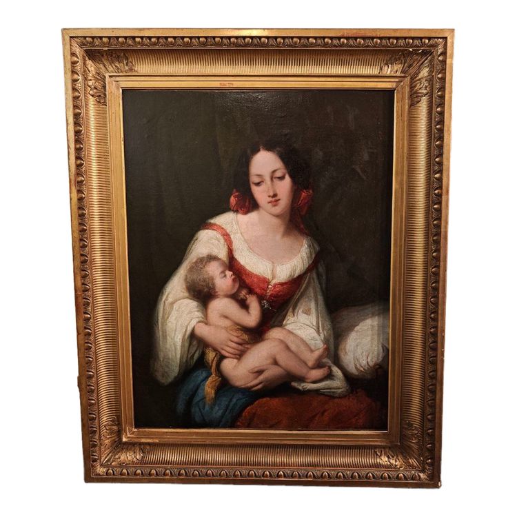 Neo-Classical painting "Virgin and Child" - French school Early 19th century