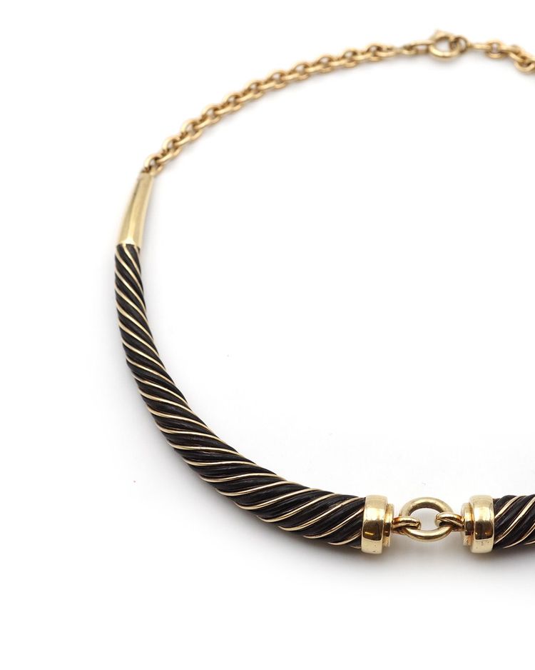 Gay Freres Torque Necklace 18 Karat Gold And Silver Torque, Seventie's Necklace