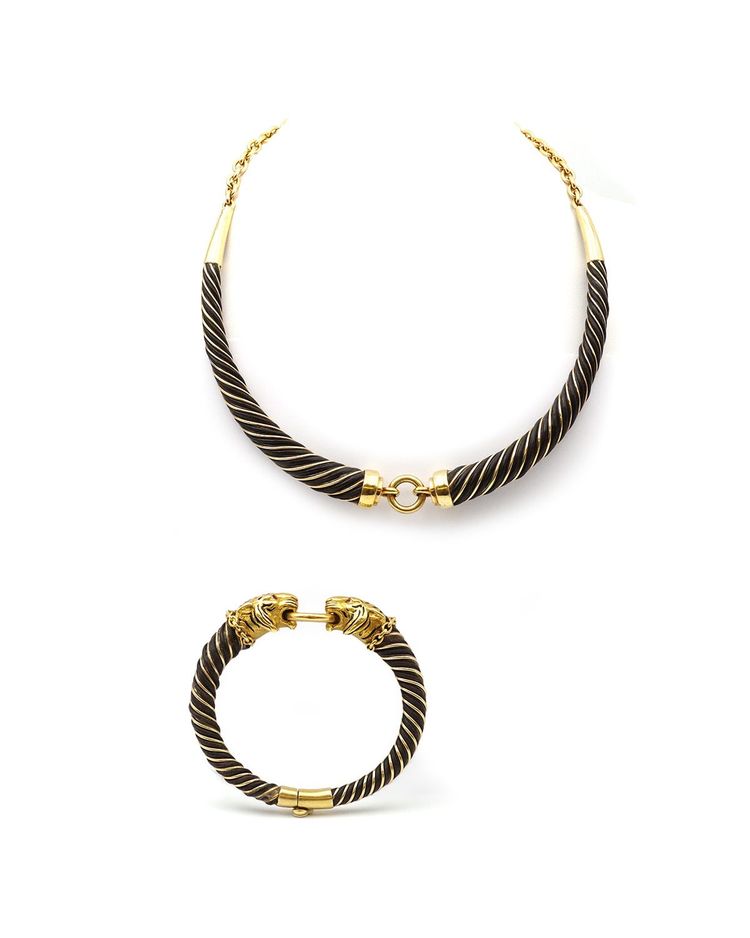 Gay Freres Torque Necklace 18 Karat Gold And Silver Torque, Seventie's Necklace