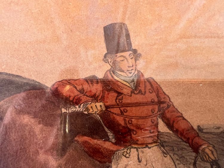 Alter Stich - Henry Alken - "Going Down a Difficulty" - Treibjagd - England - 1830
