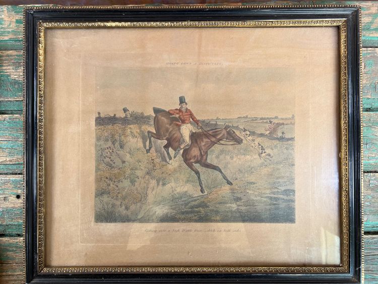 Alter Stich - Henry Alken - "Going Down a Difficulty" - Treibjagd - England - 1830