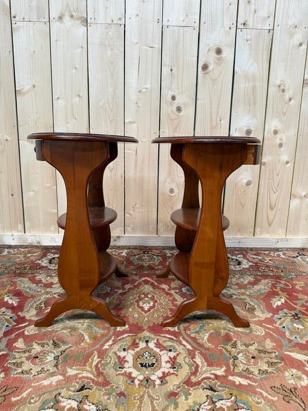 Pair of oval chevet tables in cherry