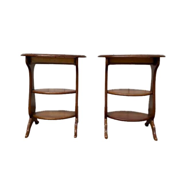 Pair of oval chevet tables in cherry