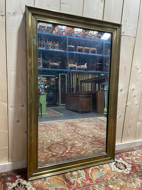 Miroir de bistro - brasserie en laiton et mercure 