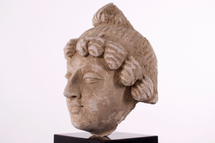 Tête de Bodhisattva en stuc du Gandhara