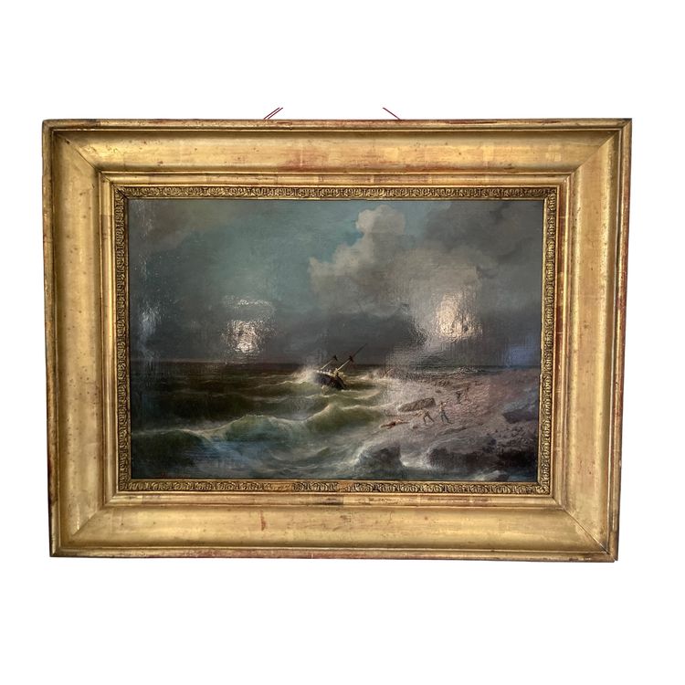 Tableau naufrage côtier Auguste VIANDE DOVIANE XIX E