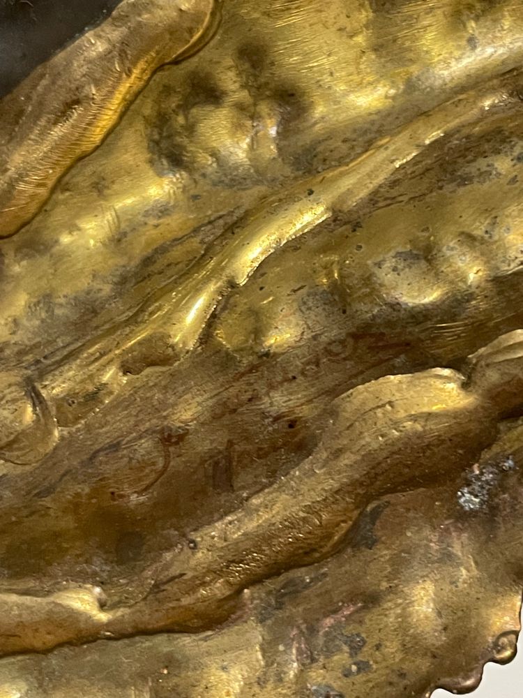 Henri Fernandez - Applique Poisson en laiton et agate Circa 1970