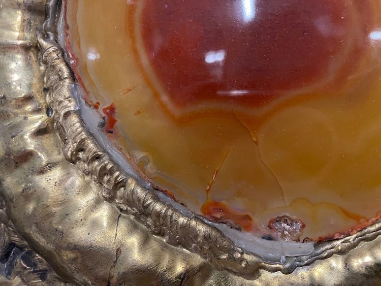 Henri Fernandez - Applique Poisson en laiton et agate Circa 1970