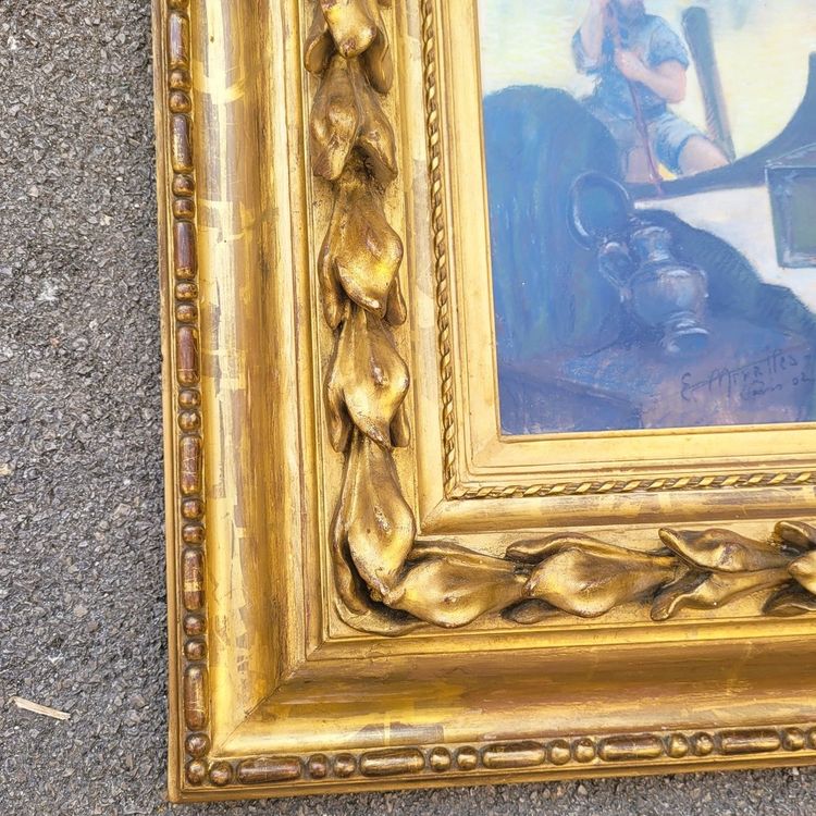 Stoffhändler in Venedig, gerahmtes Pastell, Anfang des 20. Jahrhunderts