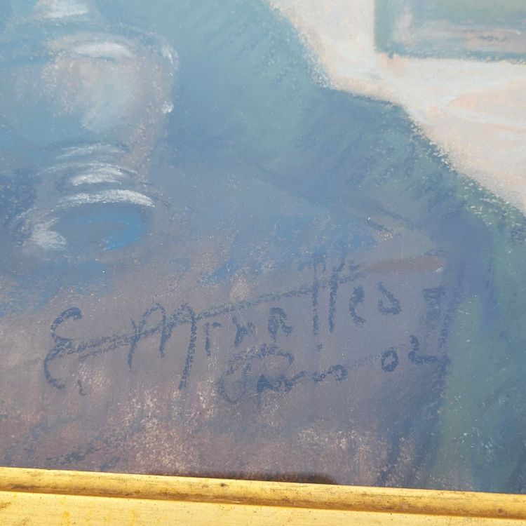 Stoffhändler in Venedig, gerahmtes Pastell, Anfang des 20. Jahrhunderts